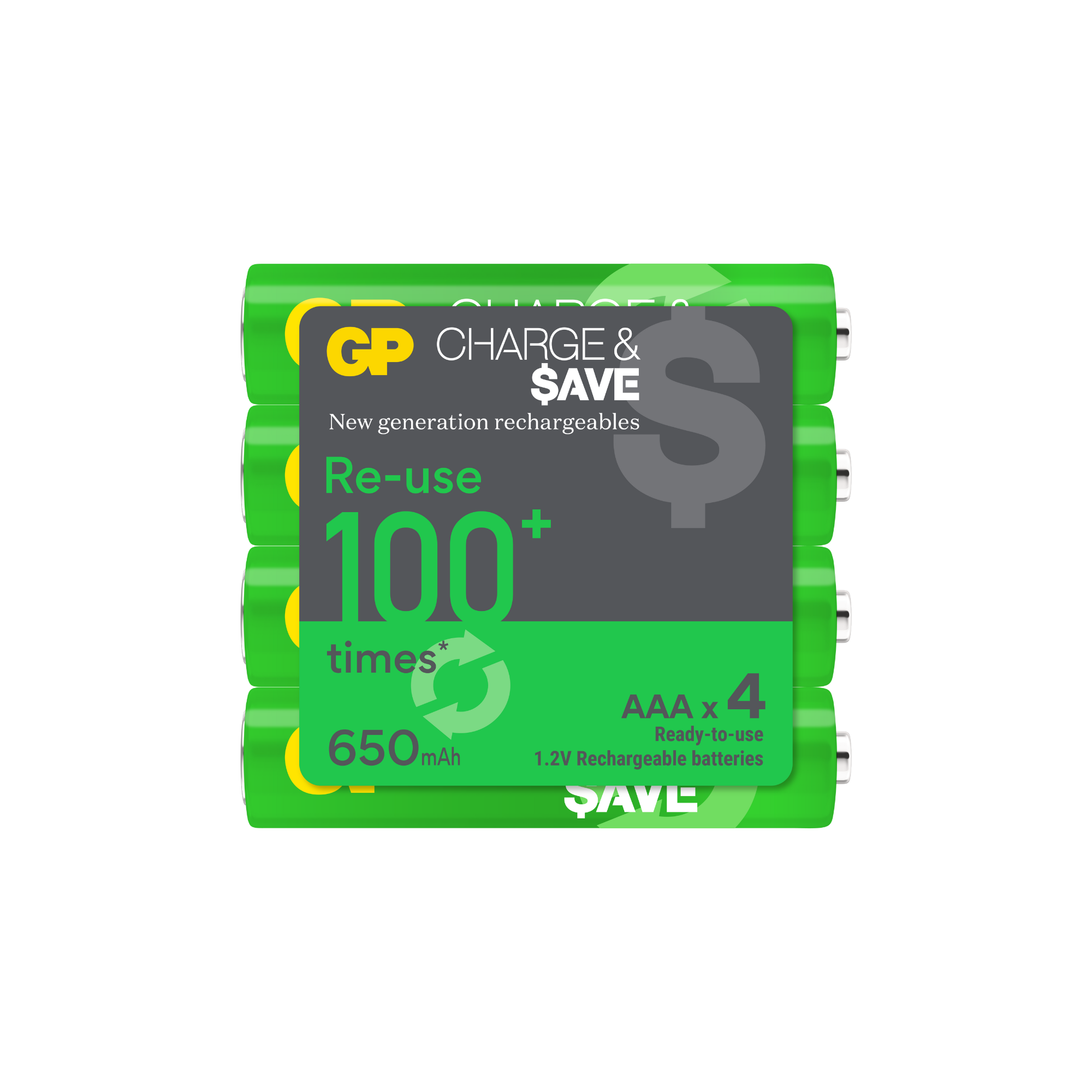 GP Charge & $ave NiMH 650mAh AAA battery 4's