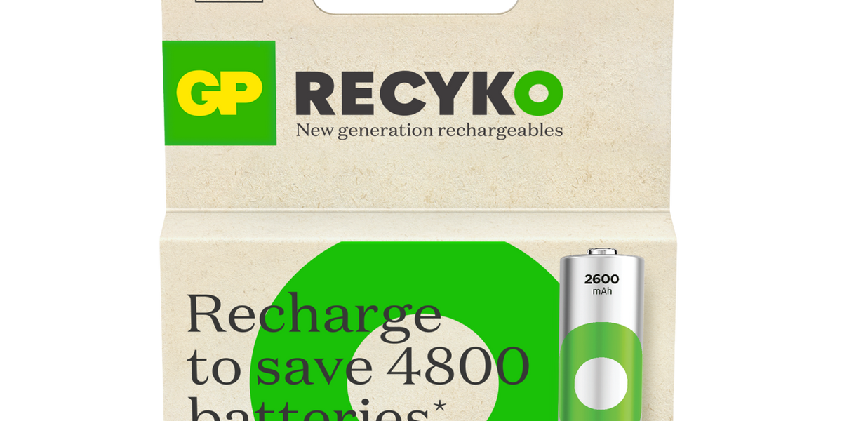 GP Recyko AA Rechargeable Batteries 4-Pack - 2100mAh NiMH Pre-Charged Ready To Use