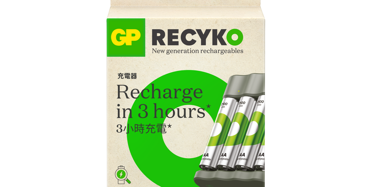 GP Recyko AA Rechargeable Batteries 4-Pack - 2100mAh NiMH Pre-Charged Ready To Use