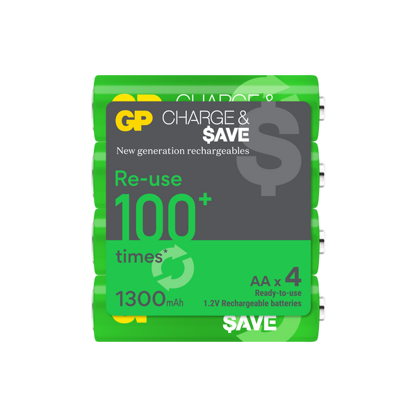 GP Charge & $ave NiMH 1300mAh AA battery 4's