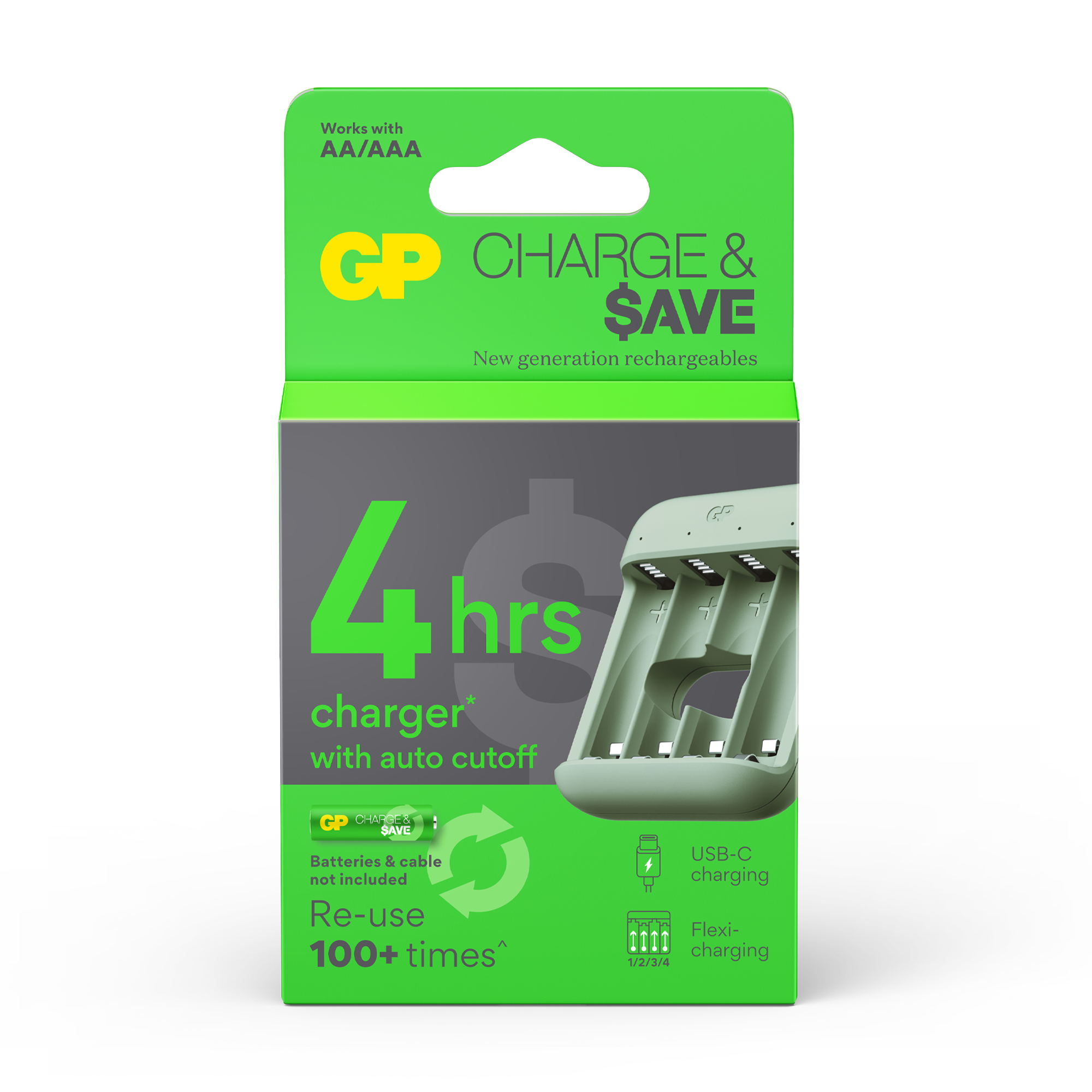 GP Charge & $ave 4-slot E422 NiMH Battery Charger