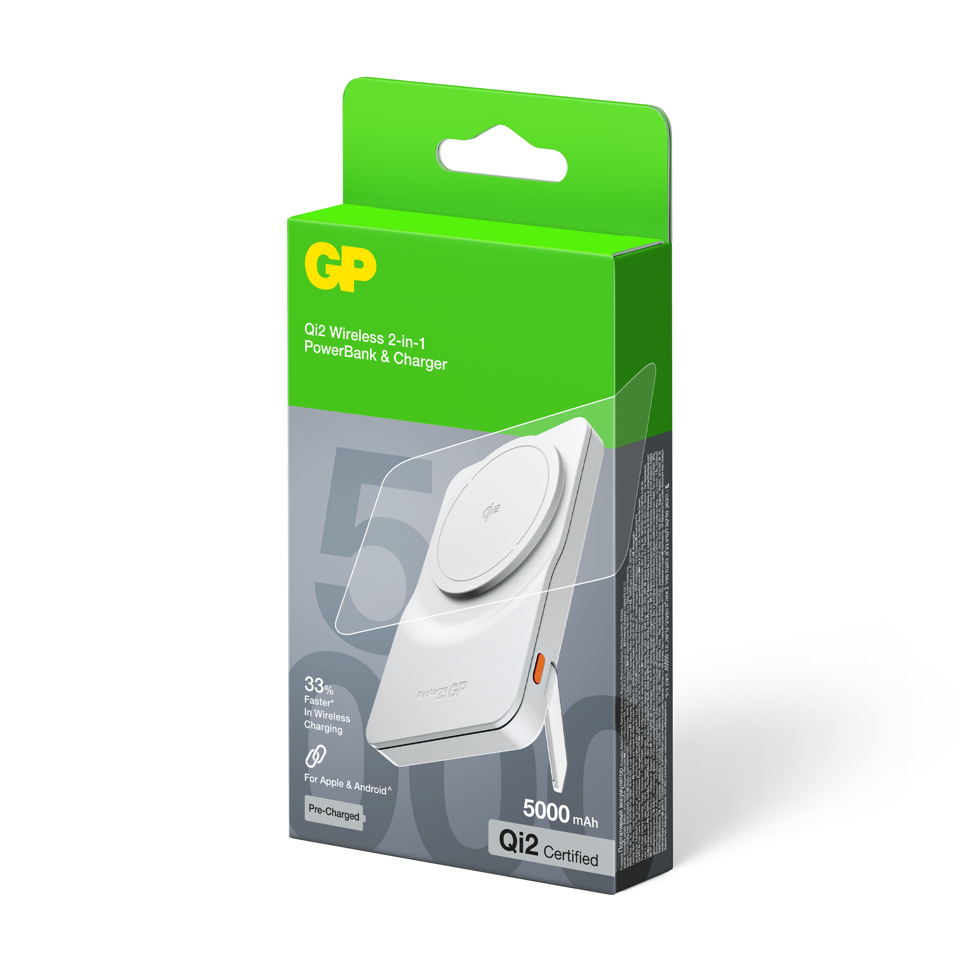 GP Qi2 Magnetic Safe 2-in-1 Wireless PowerBank 5000mAh