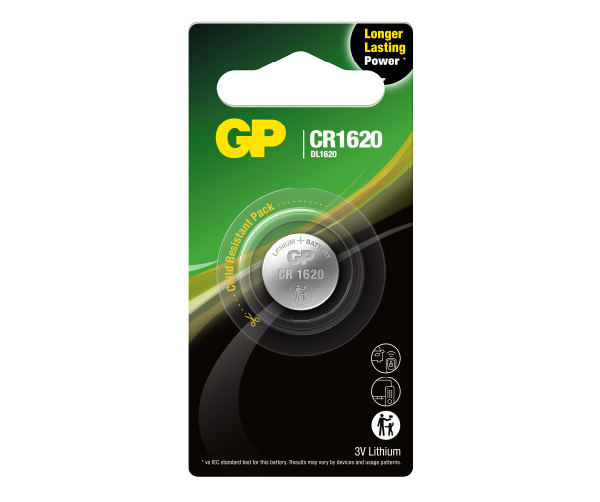 GP Lithium Coin Batteries CR1620