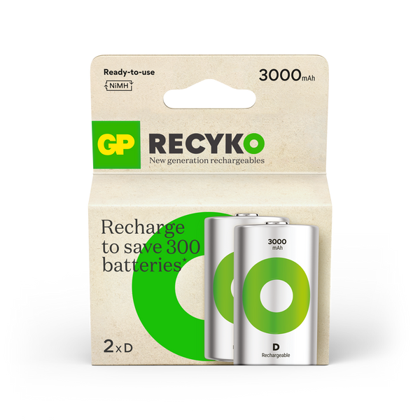 GP Recyko NiMH 3000mAh D 2's