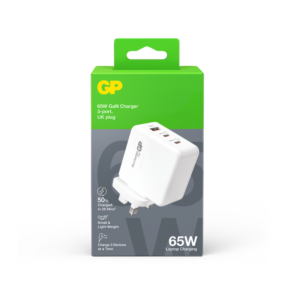 GP 65W GaN Charger 3-ports USB-C & USB-A