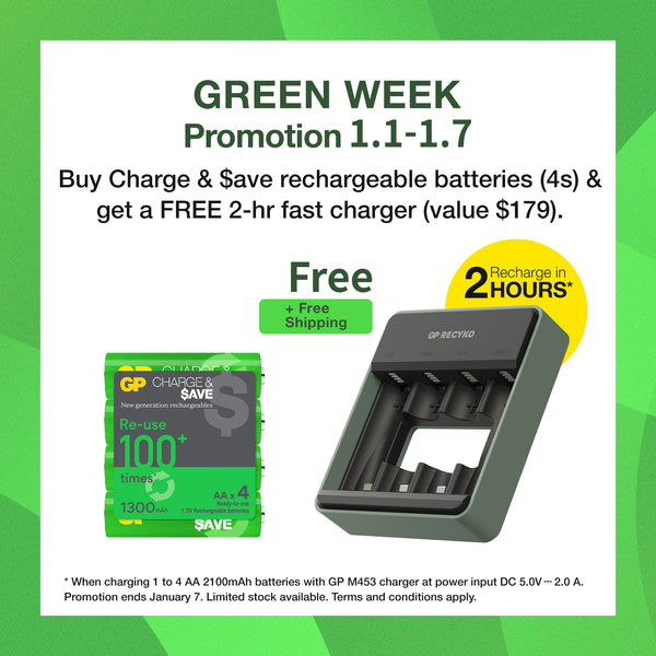 GP Charge & $ave NiMH 1300mAh AA battery 4's