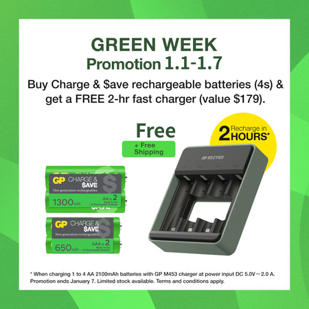 GP Charge & $ave NiMH 1300mAh AA battery 2's + 650mAh AAA battery 2's