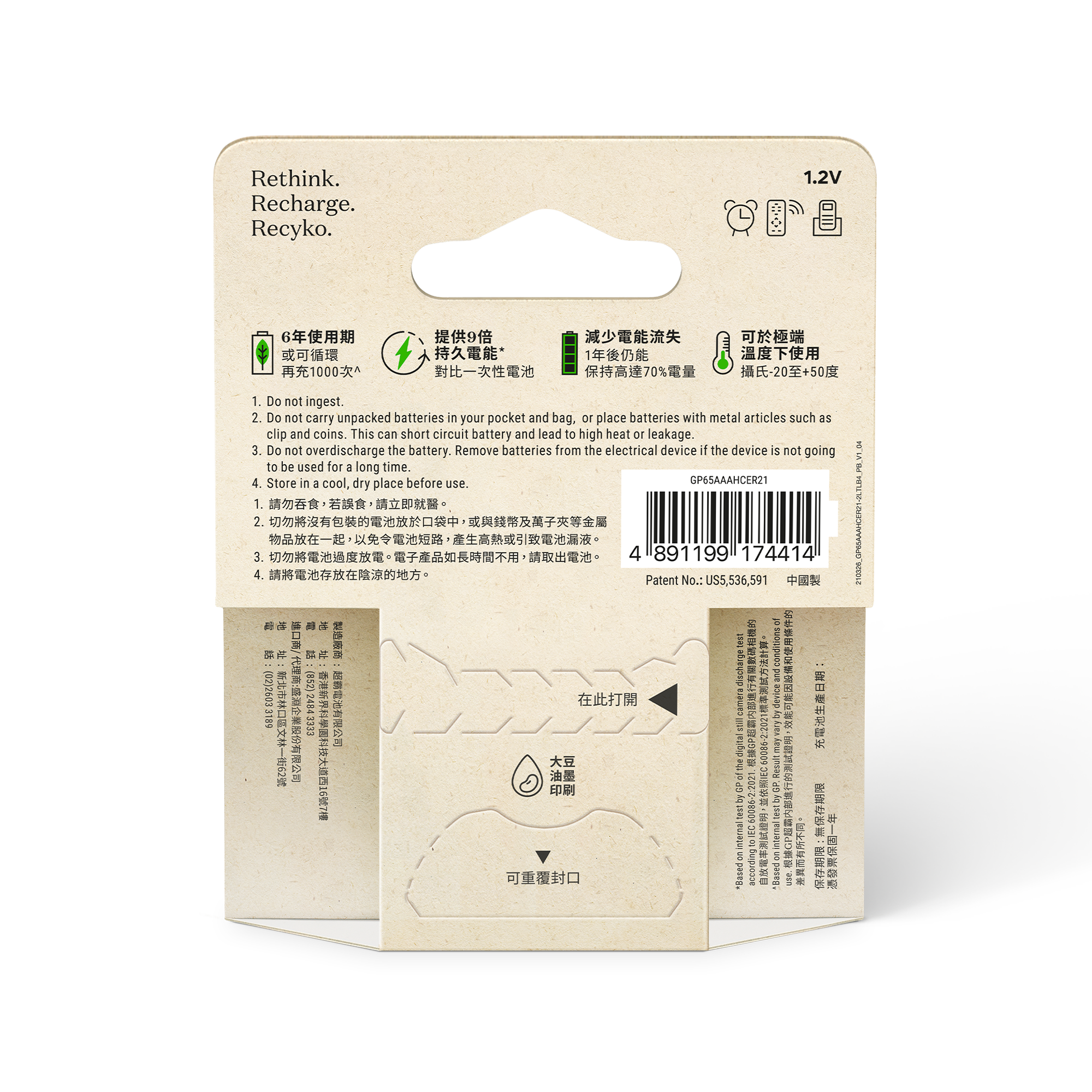 GP Recyko NiMH 650mAh AAA 4's