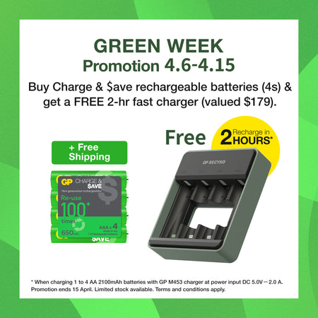 GP Charge & $ave NiMH 650mAh AAA battery 4's