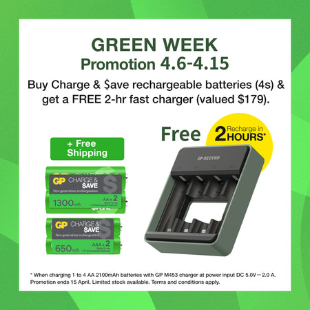 GP Charge & $ave NiMH 1300mAh AA battery 2's + 650mAh AAA battery 2's