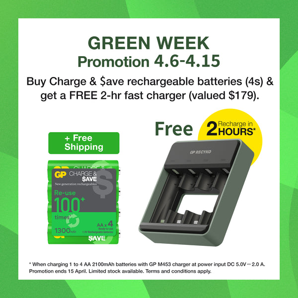 GP Charge & $ave NiMH 1300mAh AA battery 4's