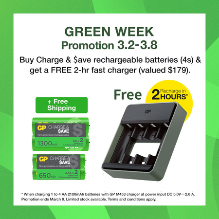 GP Charge & $ave NiMH 1300mAh AA battery 2's + 650mAh AAA battery 2's