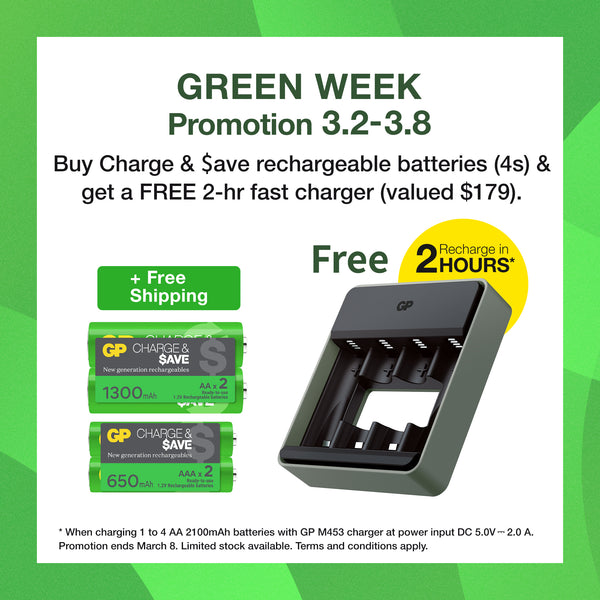 GP Charge & $ave NiMH 1300mAh AA battery 2's + 650mAh AAA battery 2's